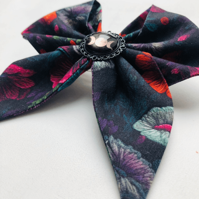 Barrette à cheveux - Triple lune fleurie