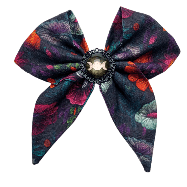 Barrette à cheveux - Triple lune fleurie