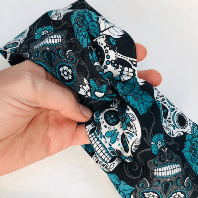 Bandeau extensible - Calaveras turquoise