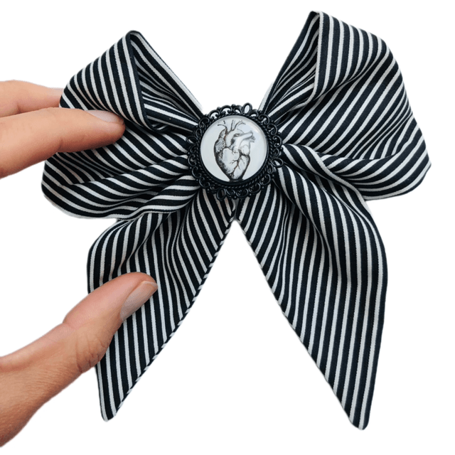 Barrette à cheveux noeud - Coeur Victorien Poe