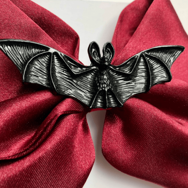 Barrette noeud en satin bordeau - Vampire Gothique