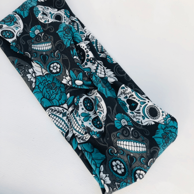 Bandeau extensible - Calaveras turquoise