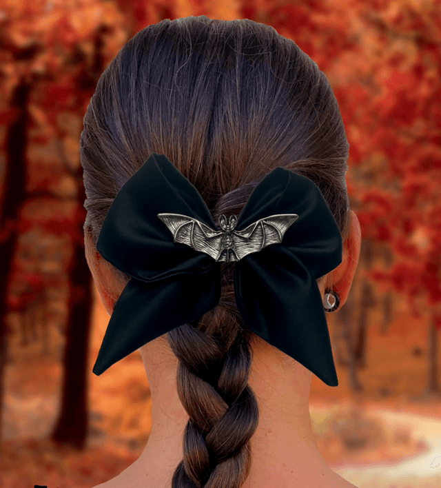 Barrette noeud en satin noir -  Vampire Gothique