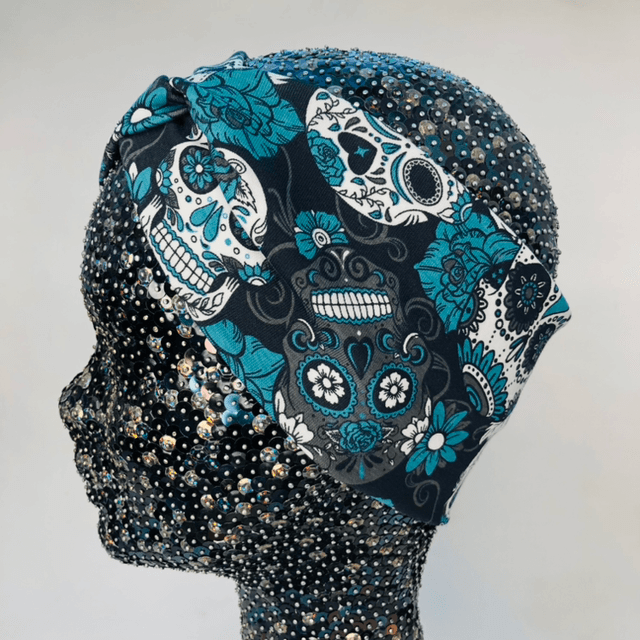 Bandeau extensible - Calaveras turquoise